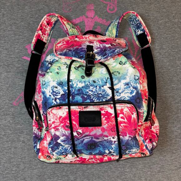 PINK Victoria's Secret Handbags - Victoria’s Secret PINK Bright Floral Canvas Backpack With 3 Zipper Pockets